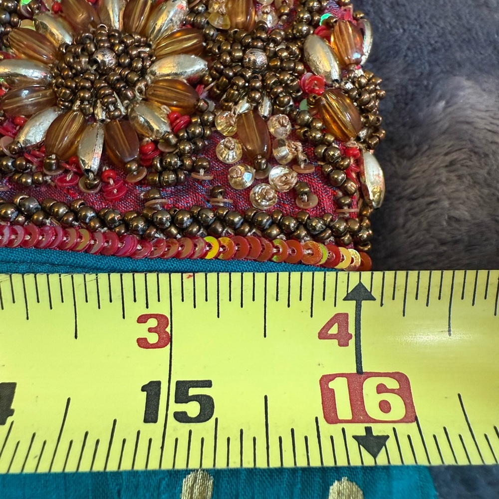 Pakistani Indian Teal and maroon Red Embellished Dress - Picture 10 of 16